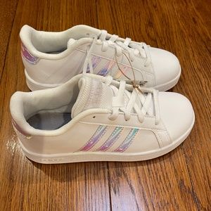 Girls Adidas White/Iridescent Sneakers New!